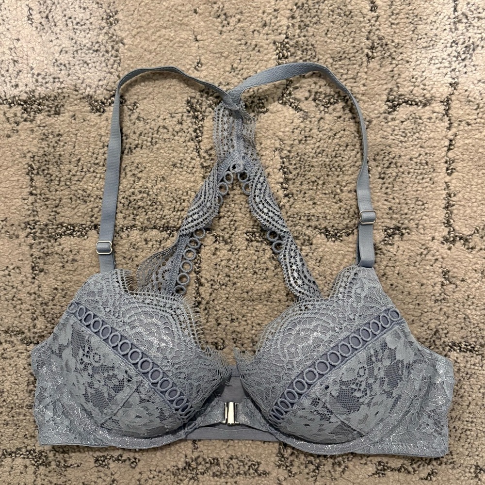 Victoria's Secret Lace Racerback Push-Up Bra in Gray